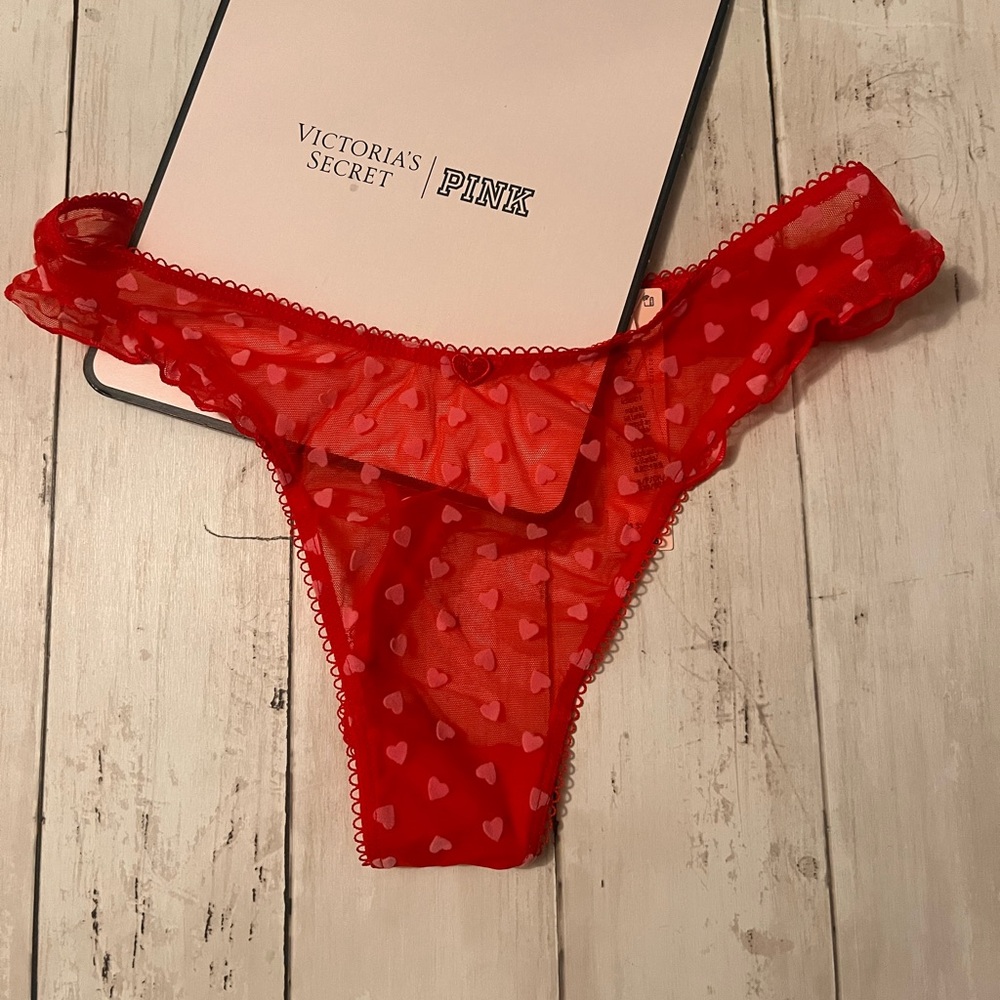 Victoria's Secret Sheer Heart Panty thong S
